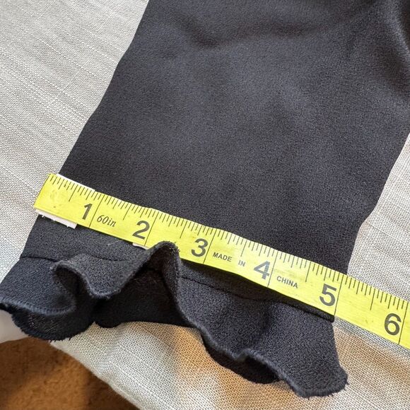 Women’s Size 4 Black Polyester Dress - Ruffled V-Neck, Slit & Sleeve, Back Zip - Picture 9 of 9